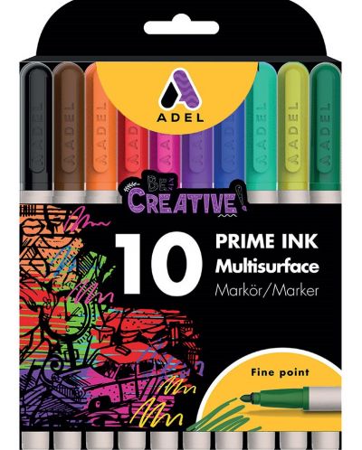 Перманентни маркери Adel Prime Ink - 10 цвята - 2