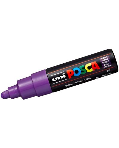 Перманентен маркер със объл връх Uni Posca - PC-7M, 5.5 mm, лилав - 1