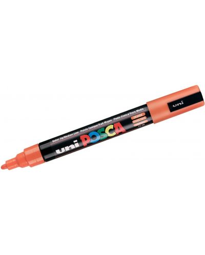 Перманентен маркер с объл връх Uni Posca - PC-5M, 2.5 mm, оранжев - 1
