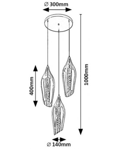 Пендел Rabalux - Bellini 72203, IP20, 230V, E27, 3 x 60W, черен - 5