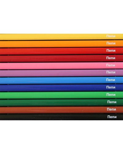 Персонализирани цветни моливи Jolly Superstick Delta - метална кутия, 12 цвята, Пепи - 2