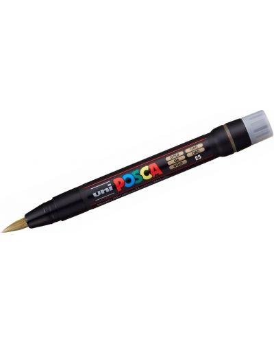 Перманентен маркер четка Uni Posca - PCF-350, златен - 1