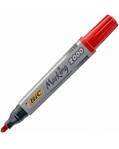 Перманентен маркер Bic - 2000, 5.0 mm, червен - 1