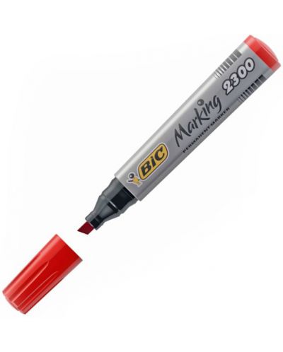 Перманентен маркер Bic - 2300 скосен връх, червен - 2