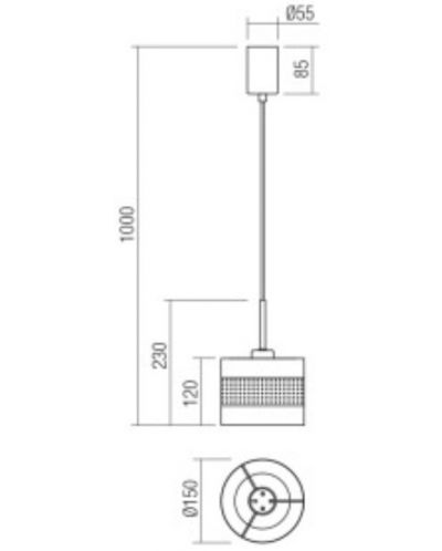 Пендел Smarter - Flint 01-2953, IP20, E27, 1x42W, златисто-черен - 2