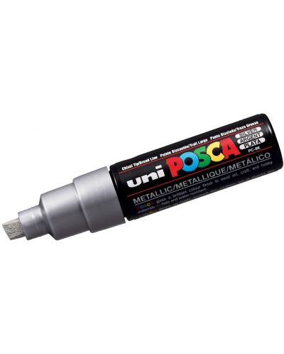 Перманентен маркер със скосен връх Uni Posca - PC-8K, 8 mm, сребърен - 1