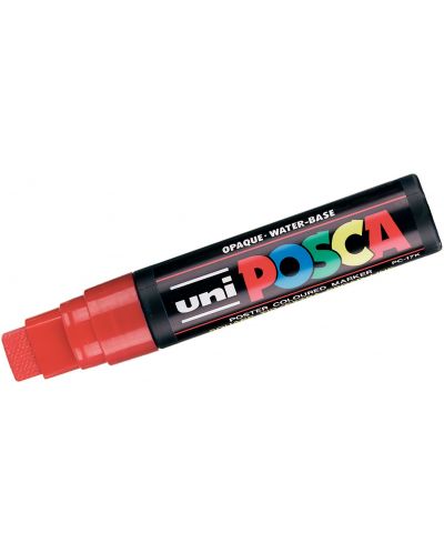 Перманентен маркер със скосен връх Uni Posca - PC 17K L, 15 мм, червен - 1