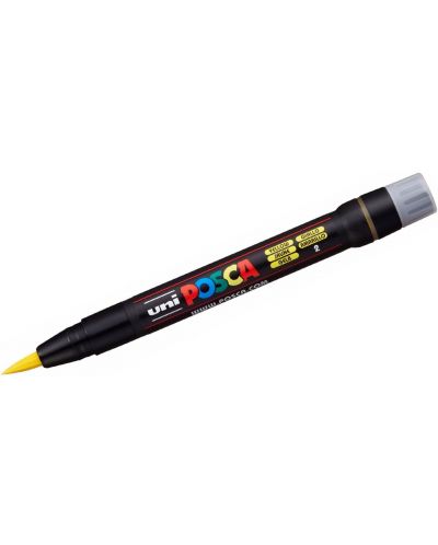 Перманентен маркер четка Uni Posca - PCF-350, жълт - 1