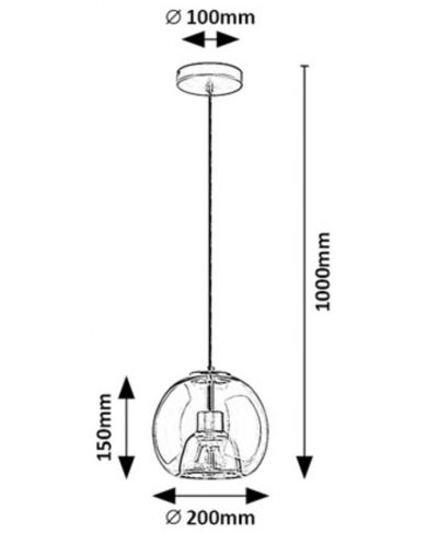 Пендел Rabalux - Cameo 72132, IP20, 230V, E27, 1 x 60W, черен - 6