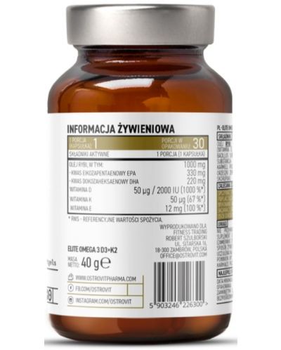 Pharma Elite Omega 3 D3 + K2, 30 капсули, OstroVit - 2