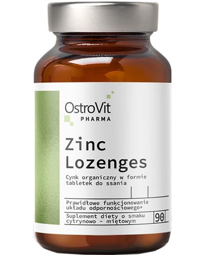 Pharma Zinc Lozenges, лимон и мента, 90 таблетки, OstroVit - 1