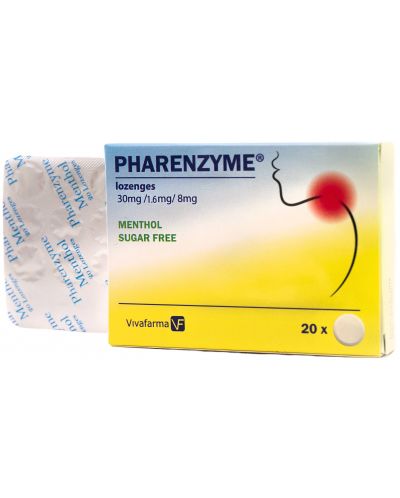 Pharenzyme, ментол, 20 таблетки за смучене, Vivafarma - 1