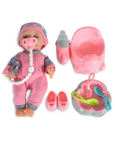 Пишкаща кукла Moni Toys - Със сива шапка, 31 cm - 2