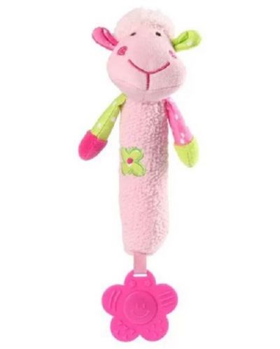 Писукаща играчка с гризалка Babyono - Овца розова - 1