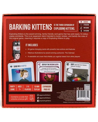Разширение за настолна игра Exploding Kittens - Barking Kittens - 3