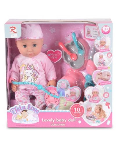 Пишкаща кукла Moni Toys - С розови дрешки, 36 cm - 1
