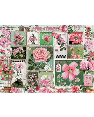 Пъзел Cobble Hill от 1000 части - Розови цветя, Барбара Бер - 1