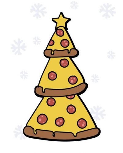 Картичка Мазно Коледа - Пица елха - 1