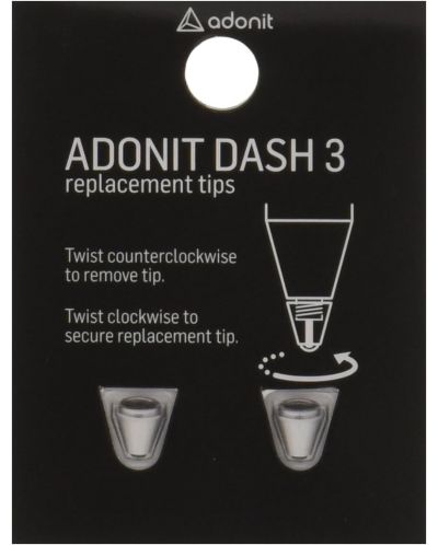 Писци Adonit - Replacement Tips, Dash 3, 2 броя, черни - 2
