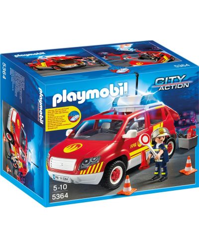 Комплект фигурки Playmobil - Автомобила на директора на пожарната със светлини и сирени - 1