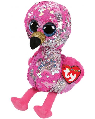 Плюшена играчка с пайети TY Toys Flippables - Фламинго Pinky, 15 cm - 1