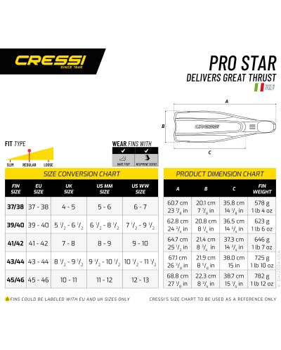 Плавници Cressi - Pro Star, размер 41-42, черни - 7