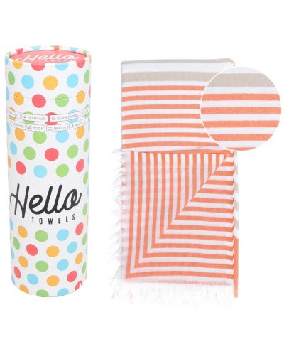 Памучна кърпа в кутия Hello Towels - Bali, 100 х 180 cm, оранжево-бежова - 1
