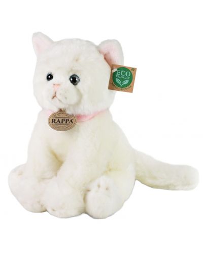 Плюшена играчка Rappa Еко приятели - Бяла котка, седяща, 25 cm - 1