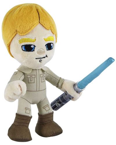 Плюшена фигура Mattel Movies: Star Wars - Luke Skywalker with Lightsaber (Light-Up), 19 cm - 3