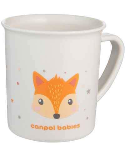 Пластмасова чаша с дръжка Canpol - Cute Animals, 170 ml, оранжева - 1