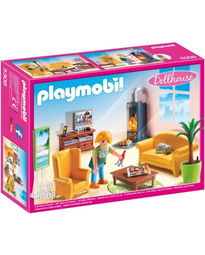 Комплект фигурки Playmobil - Всекидневна с камина - 2