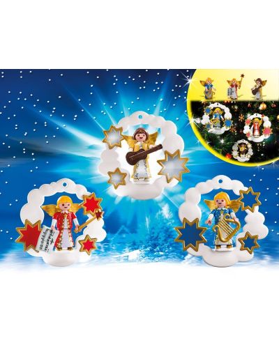 Комплект фигурки Playmobil Christmas - Три орнамента с коледни ангели - 3
