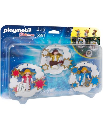 Комплект фигурки Playmobil Christmas - Три орнамента с коледни ангели - 1