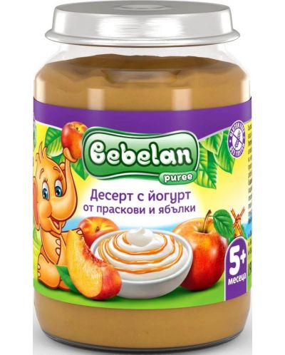 Плодов десерт Bebelan Puree - Праскови и ябълки с извара, 190 g - 1