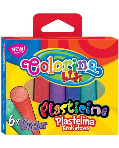 Пластилин с брокат Colorino Kids - 6 цвята - 1