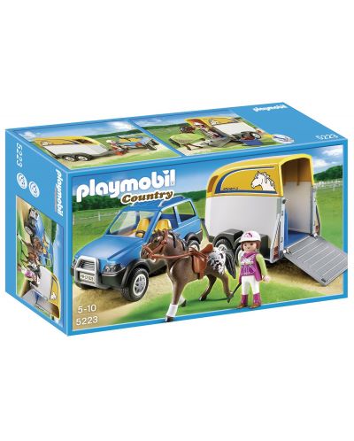 Комплект фигурки Playmobil Country - Джип с ремарке за коне - 1