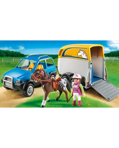 Комплект фигурки Playmobil Country - Джип с ремарке за коне - 4