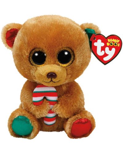 Плюшена играчка TY Toys Beanie Boos - Коледно мече Bella, кафяво, 15 cm - 1