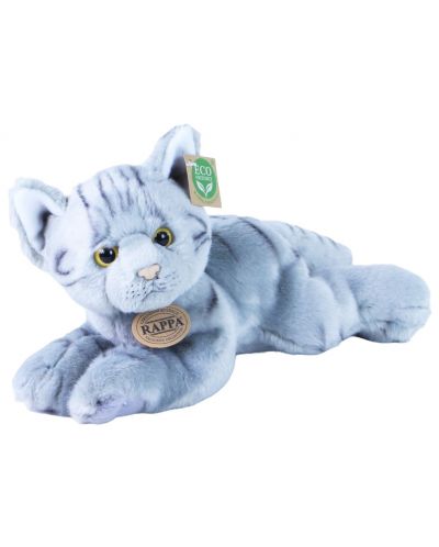 Плюшена играчка Rappa Еко приятели - Котка, сива, лежаща, 30 cm - 1