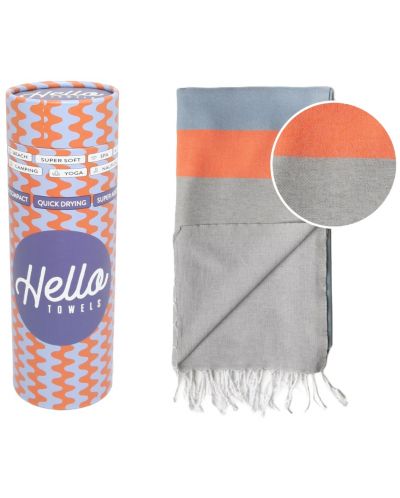Памучна кърпа в кутия Hello Towels - Neon, 100 х 180 cm, синьо-сива - 1