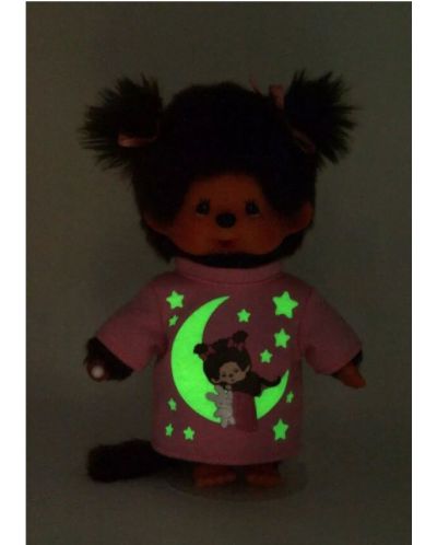 Плюшена играчка Monchhichi - Маймунка, със светеща в тъмното блузка, 20 cm - 2