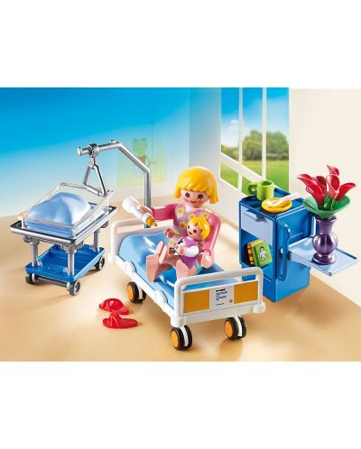 Комплект фигурки Playmobil - Болнична стая с майка и дете - 3