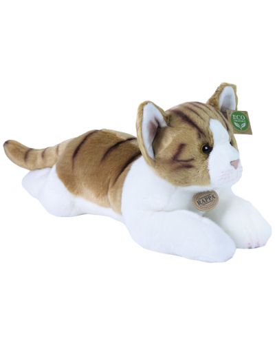 Плюшена играчка Rappa Еко приятели - Котка в кафяво и бяло, лежаща, 36 cm - 1