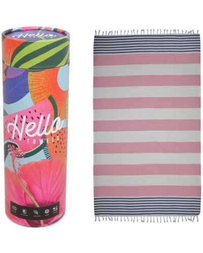 Памучна кърпа в кутия Hello Towels - New, 100 х 180 cm, синьо-розова - 1