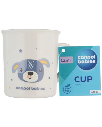 Пластмасова чаша с дръжка Canpol - Cute Animals, 170 ml, синя - 3