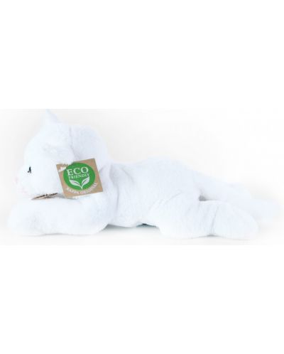 Плюшена играчка Rappa Еко приятели - Бяла котка, лежаща, 22 cm - 2