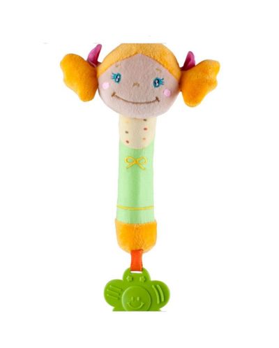 Плюшена играчка с пищялка Babyono - Момиче, русо - 1
