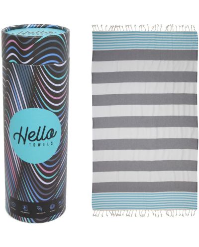 Памучна кърпа в кутия Hello Towels - New, 100 х 180 cm, синьо-сива - 1