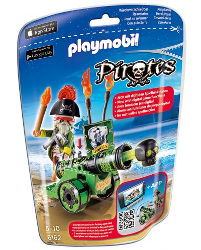 Фигурки Playmobil Pirates - Пиратски капитан със зелено оръдие - 1