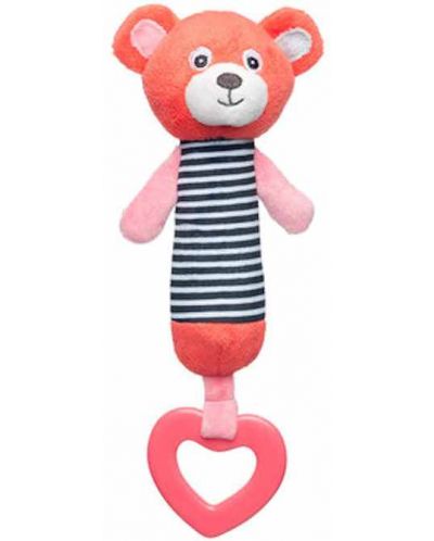 Мека играчка с чесалка и дрънкалка Canpol - Bears, оранжева